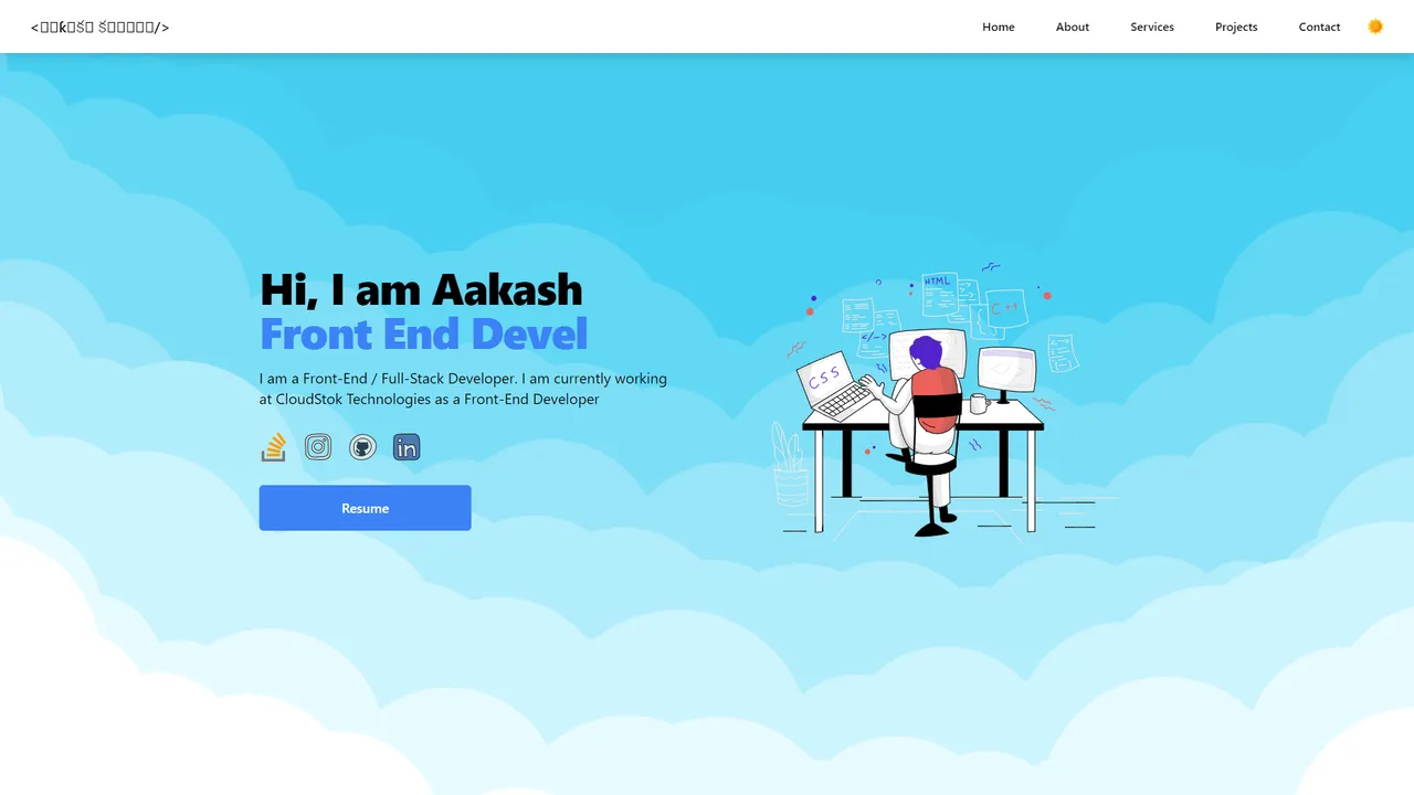 Aakash Sharma's website screenshot