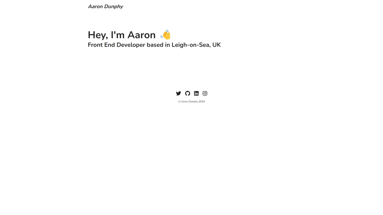 Aaron Dunphy's website screenshot