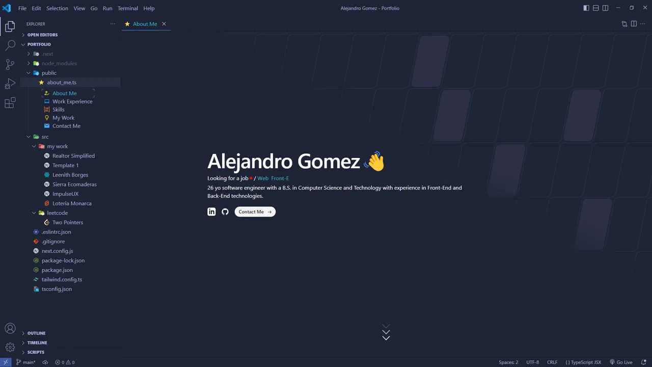 Alejandro Gomez's website screenshot