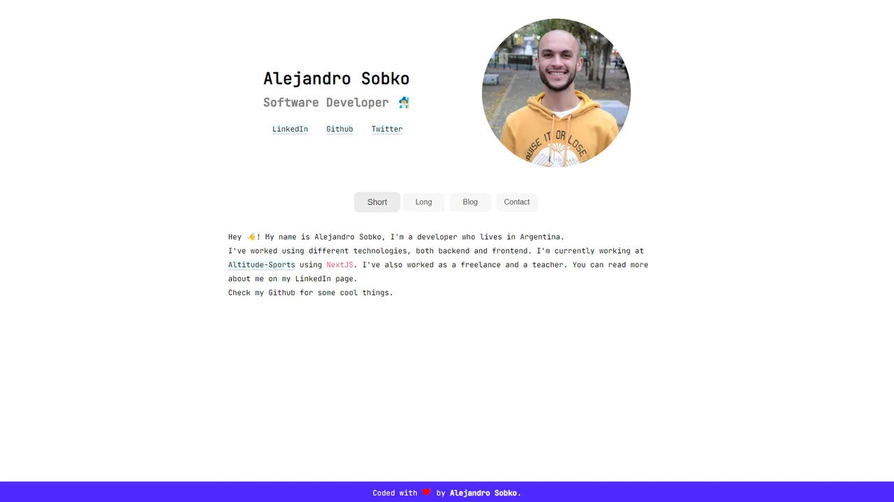 Alejandro Sobko's website screenshot