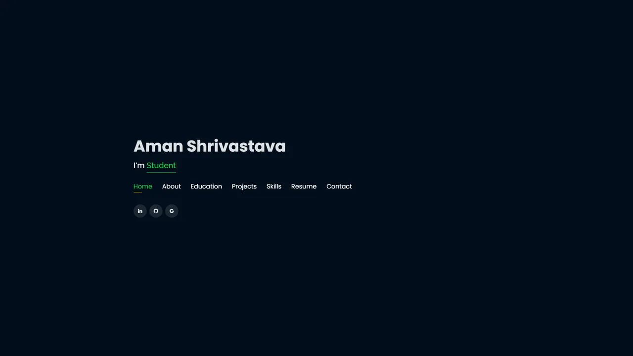 Aman Shrivastava's website screenshot