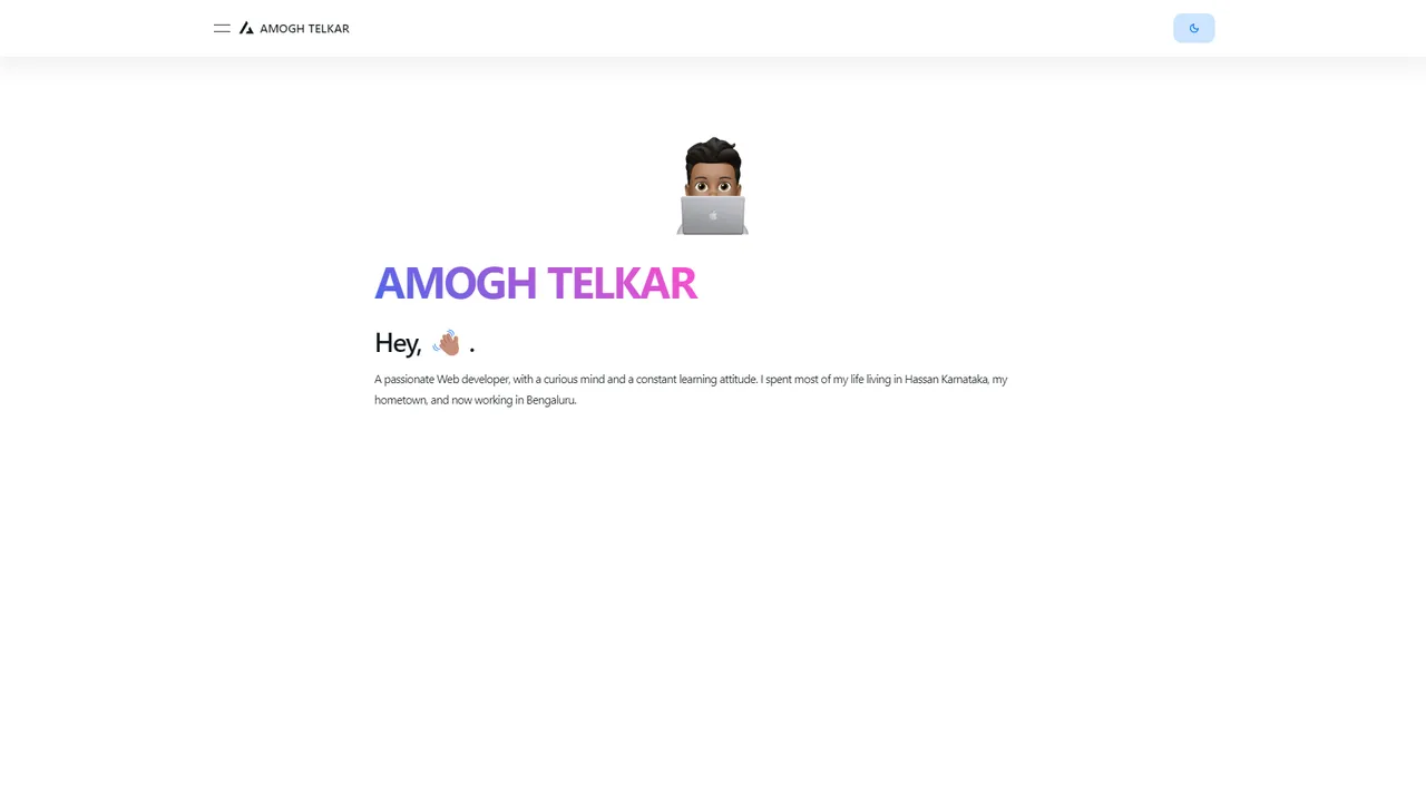 Amogh Telkar's website screenshot