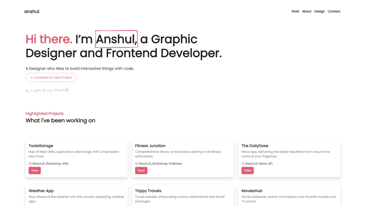 Anshul Gora's website screenshot