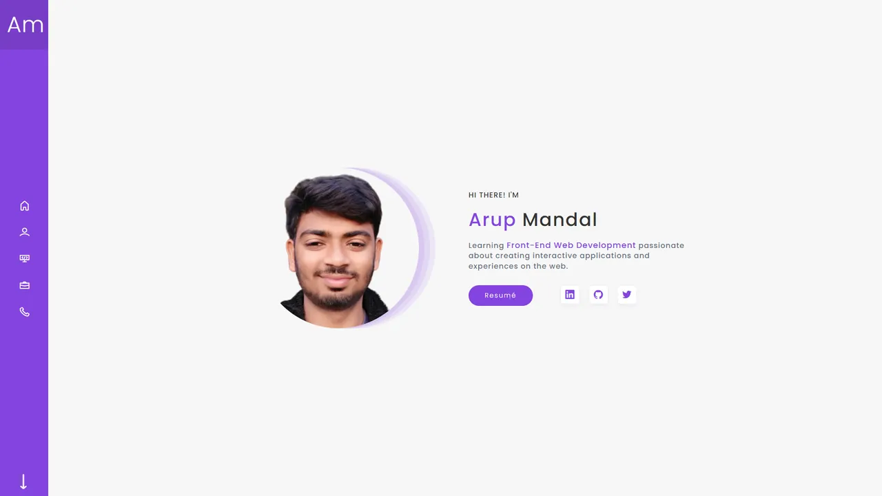 Arup Mandal's website screenshot