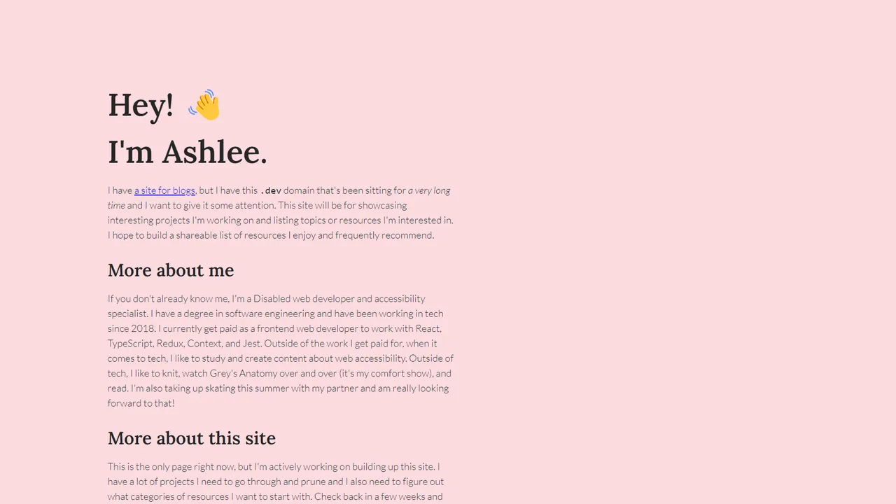 Ashlee Boyer's website screenshot