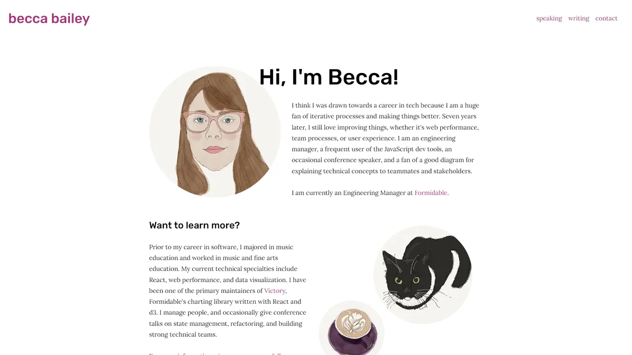 Becca Bailey's website screenshot