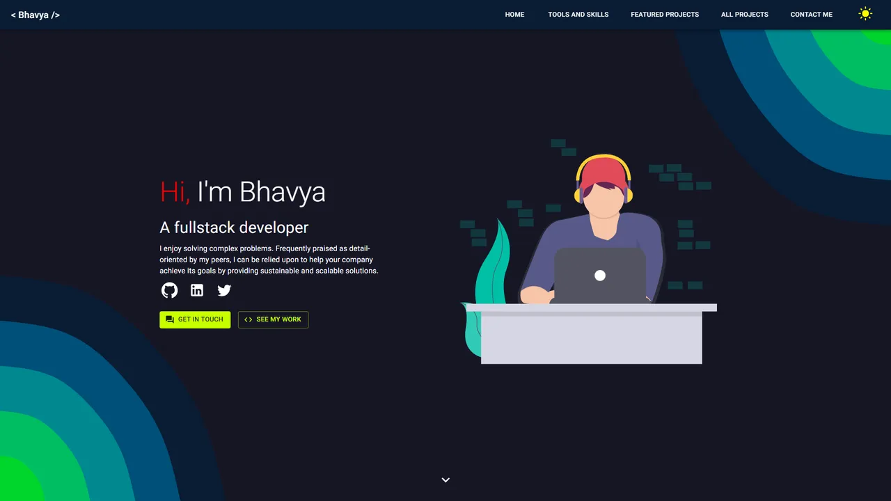 Bhavya Tomar's website screenshot