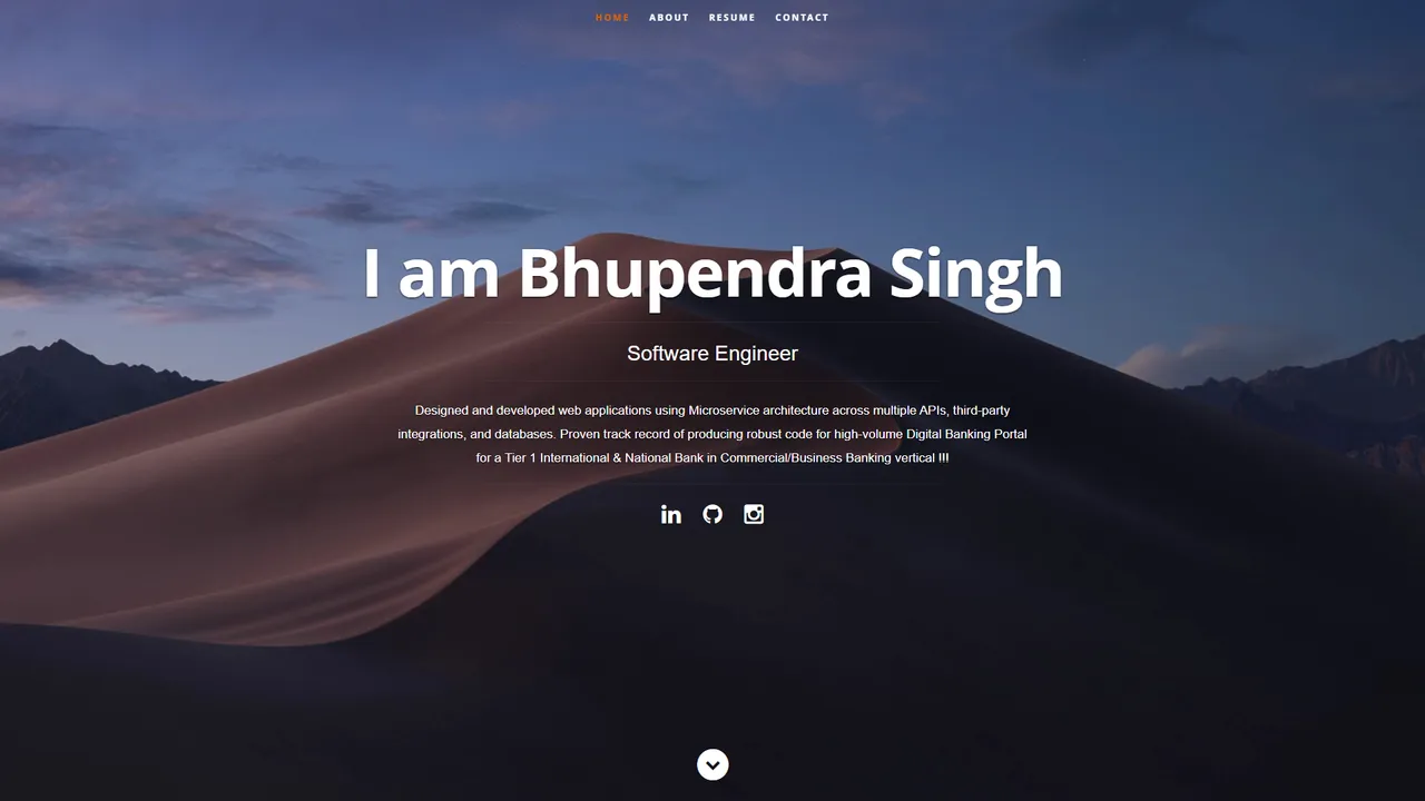 Bhupendra Singh's website screenshot