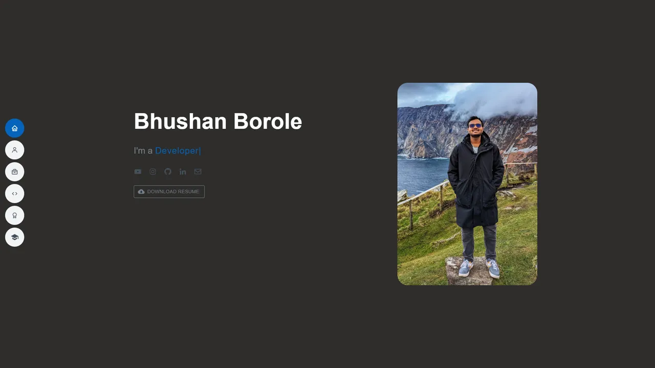 Bhushan Borole's website screenshot