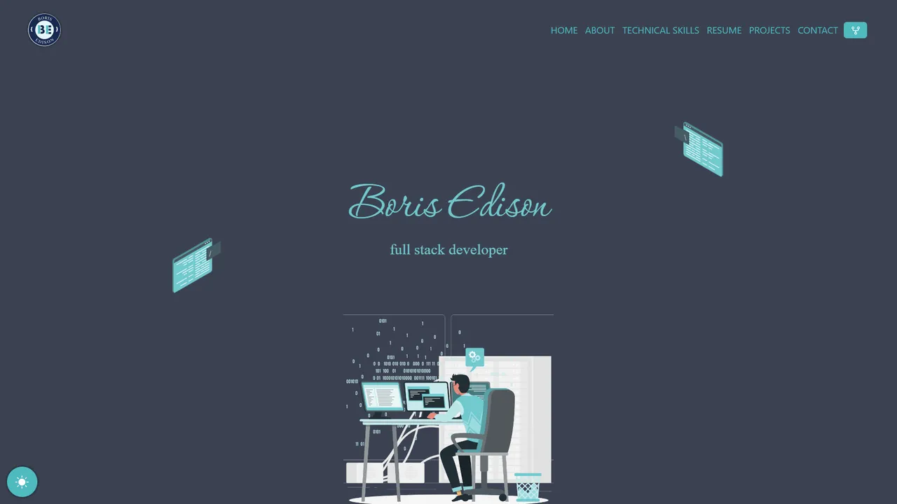 Boris Edison's website screenshot