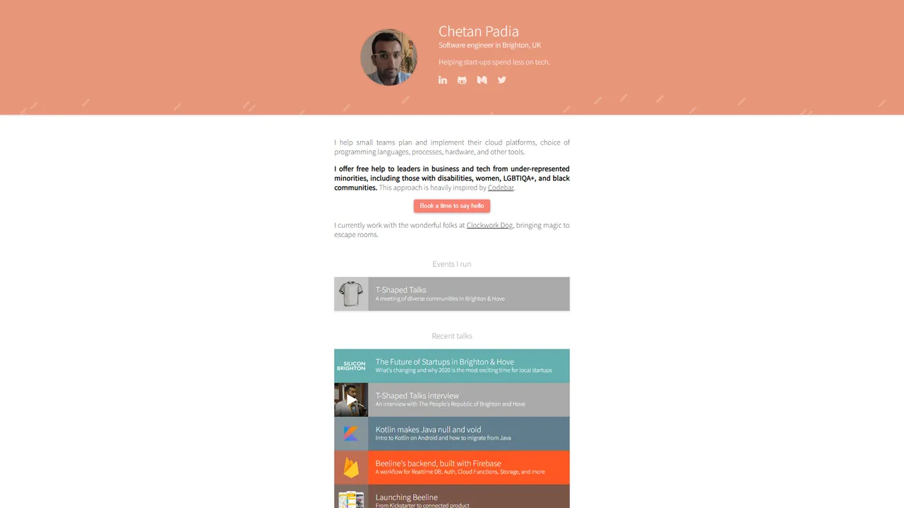 Chetan Padia's website screenshot