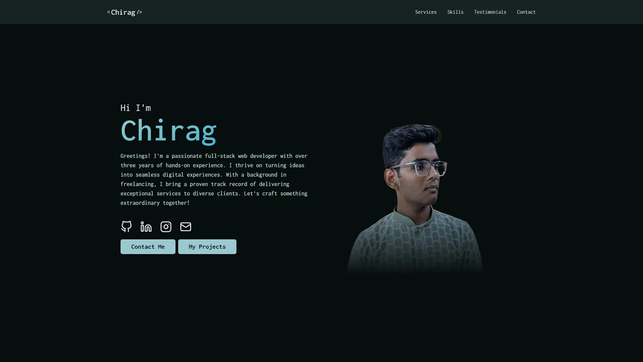 Chirag Bhalotia's website screenshot