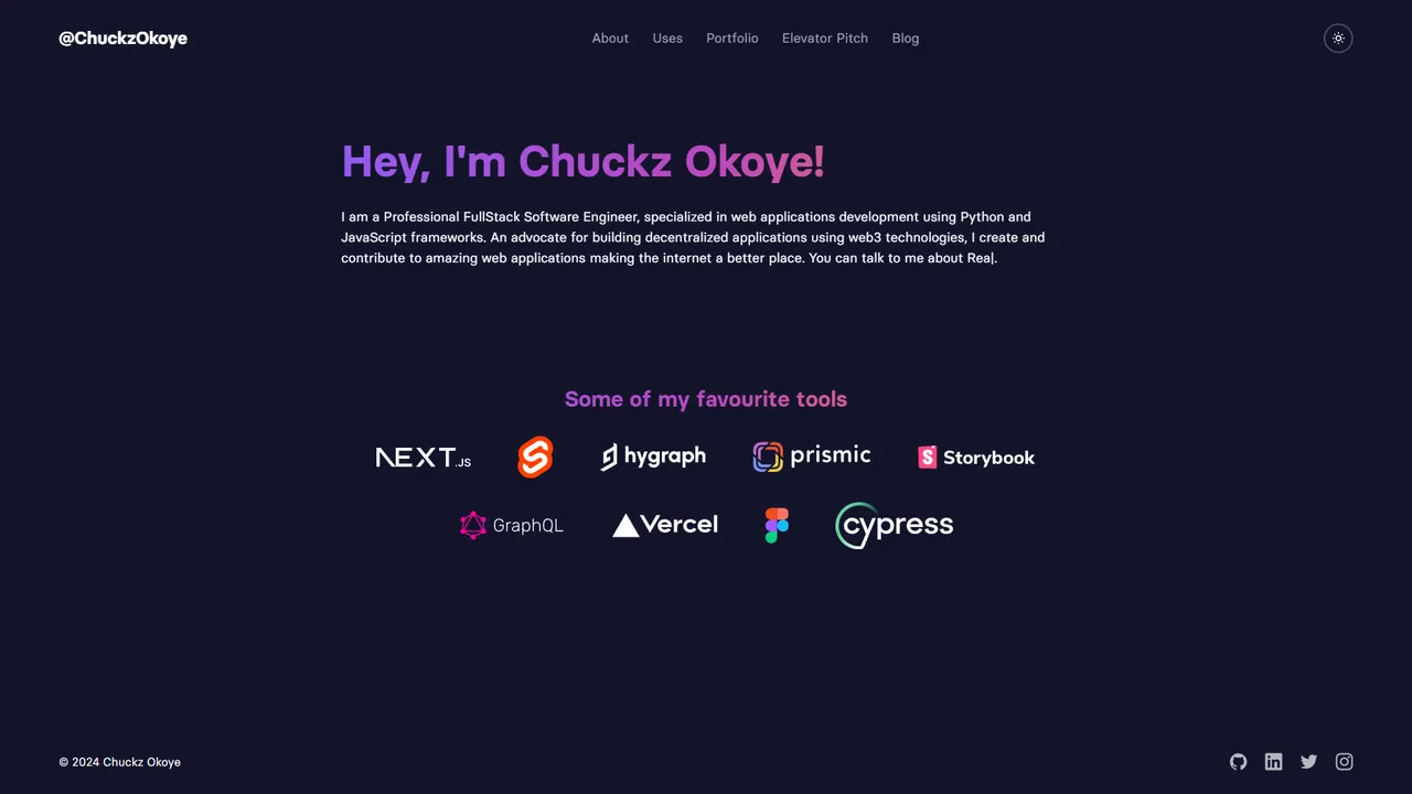 Chuckz Okoye's website screenshot