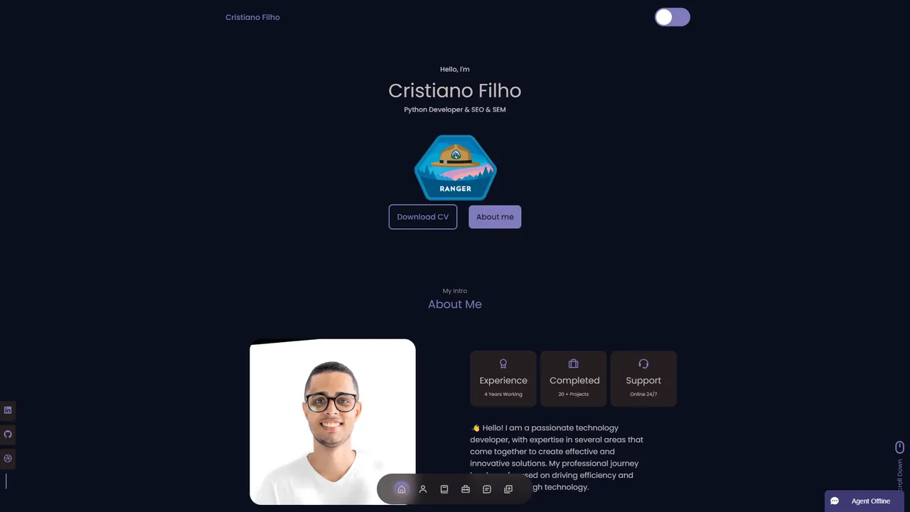 Cristiano Filho's website screenshot