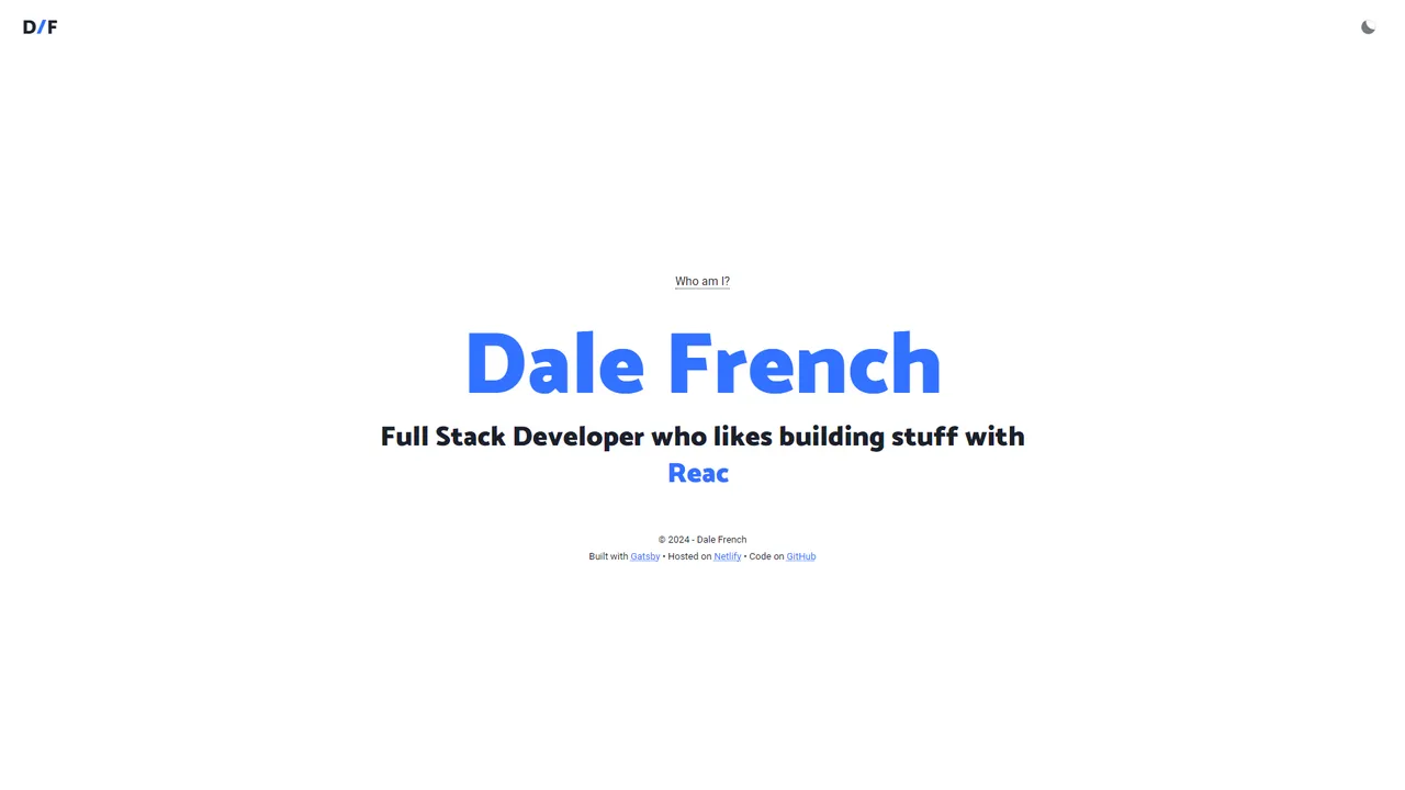 Dale French's website screenshot