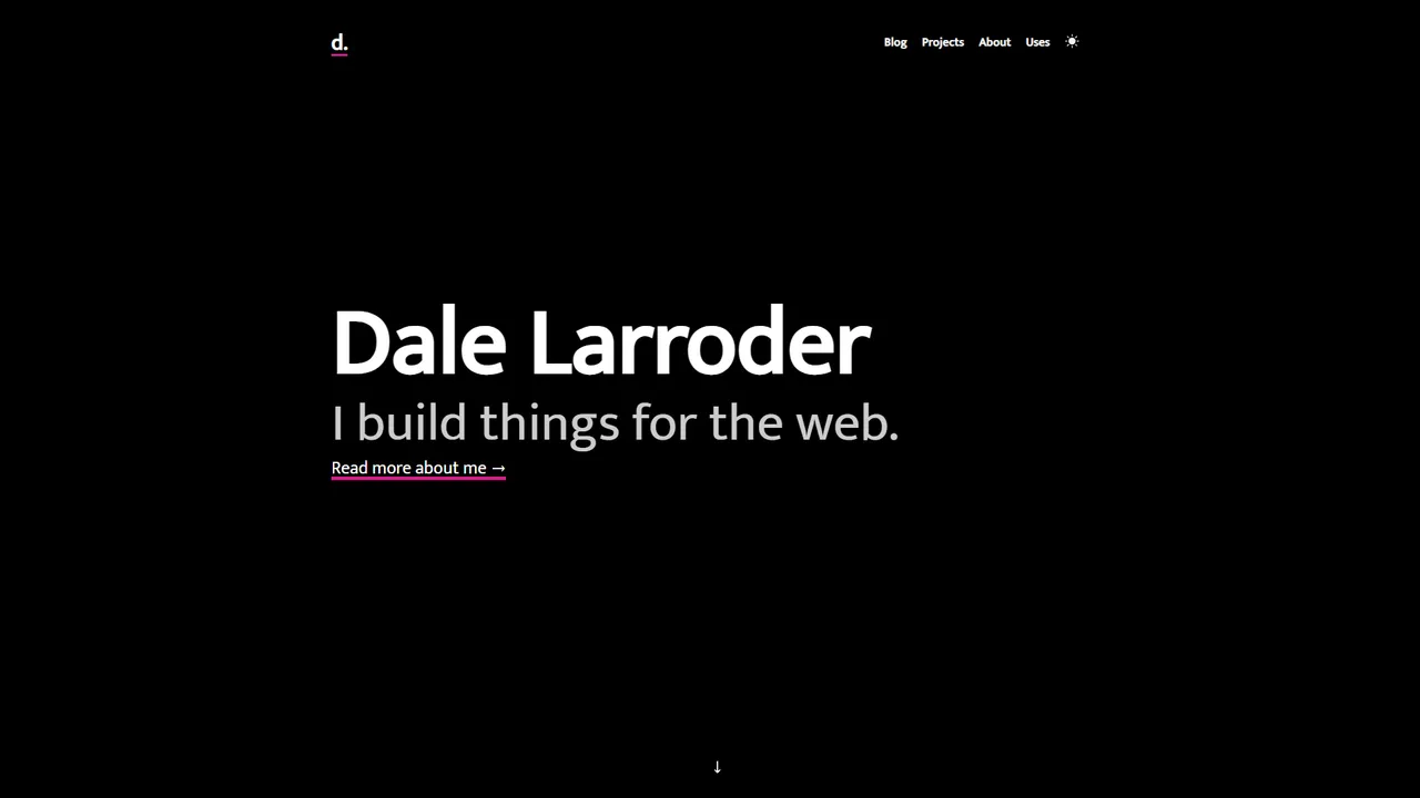 Dale Larroder's website screenshot