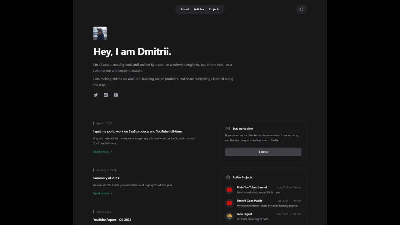 Dimitri Pashutskii's website screenshot