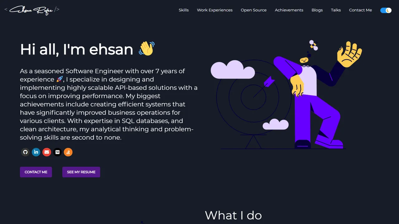 Ehsan Rafee's website screenshot