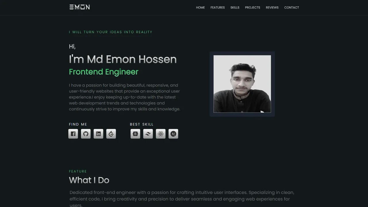 Md Emon Hossen's website screenshot