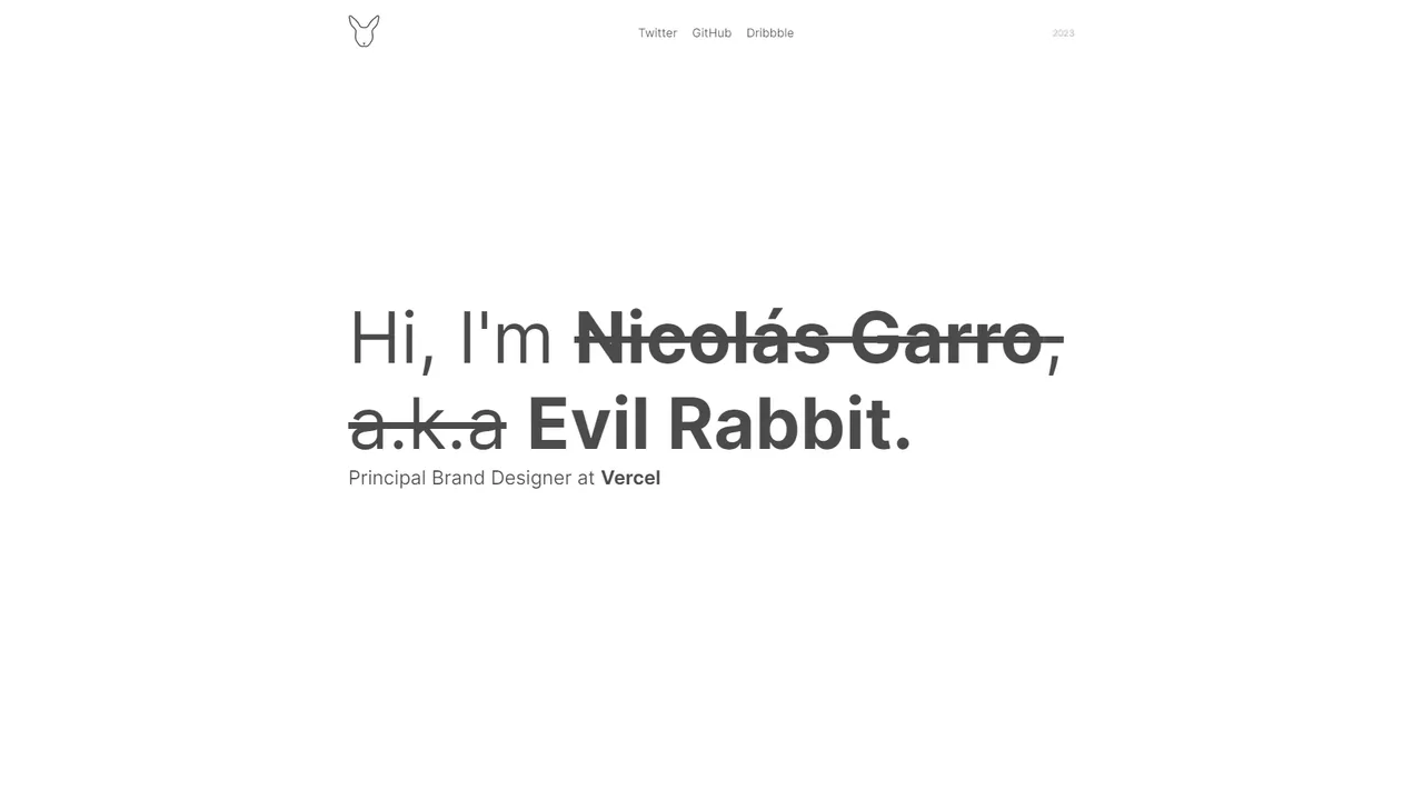 Evil Rabbit's website screenshot