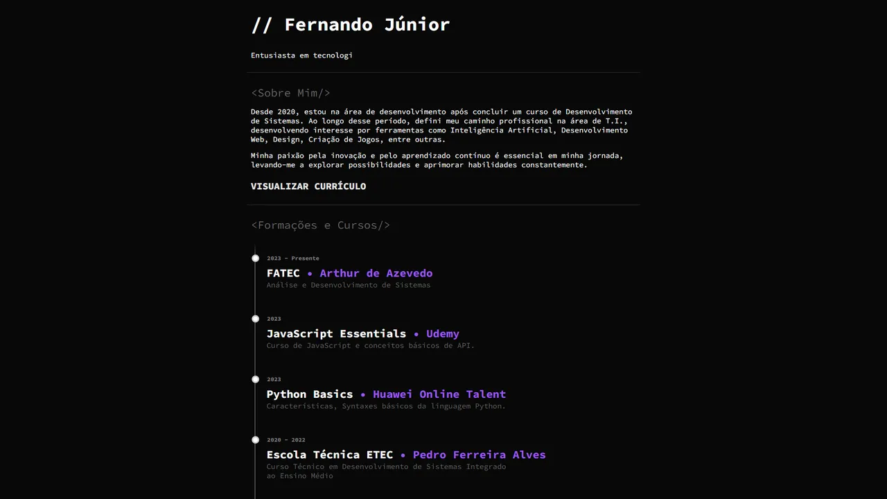 Fernando Júnior's website screenshot