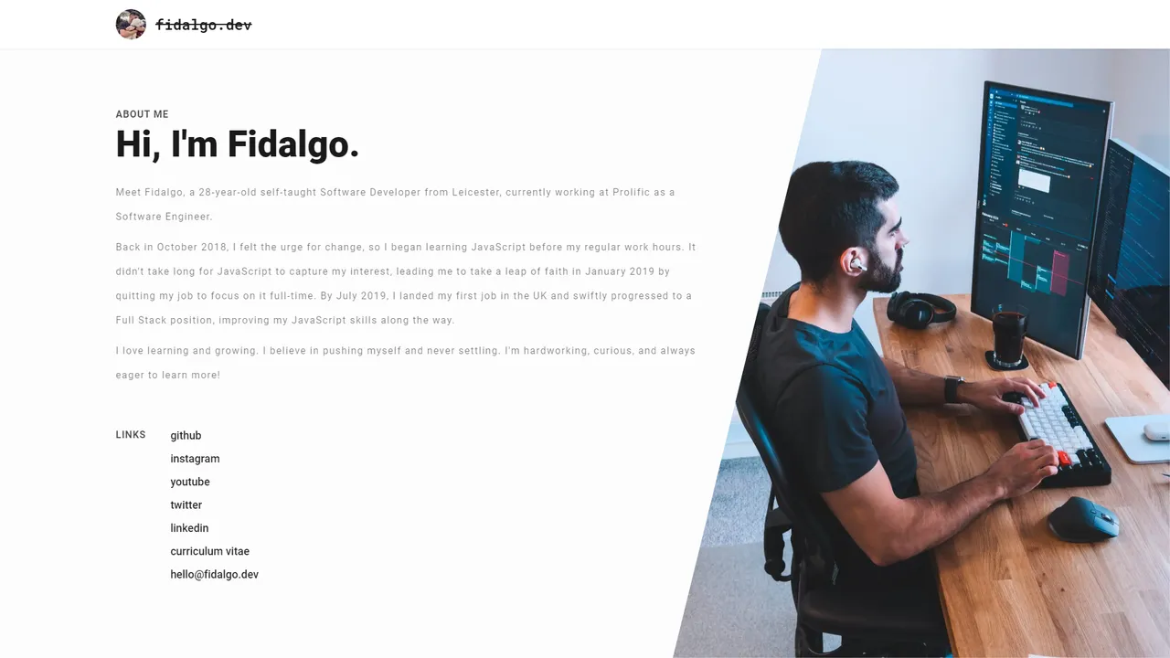 Fidalgo Pedro's website screenshot