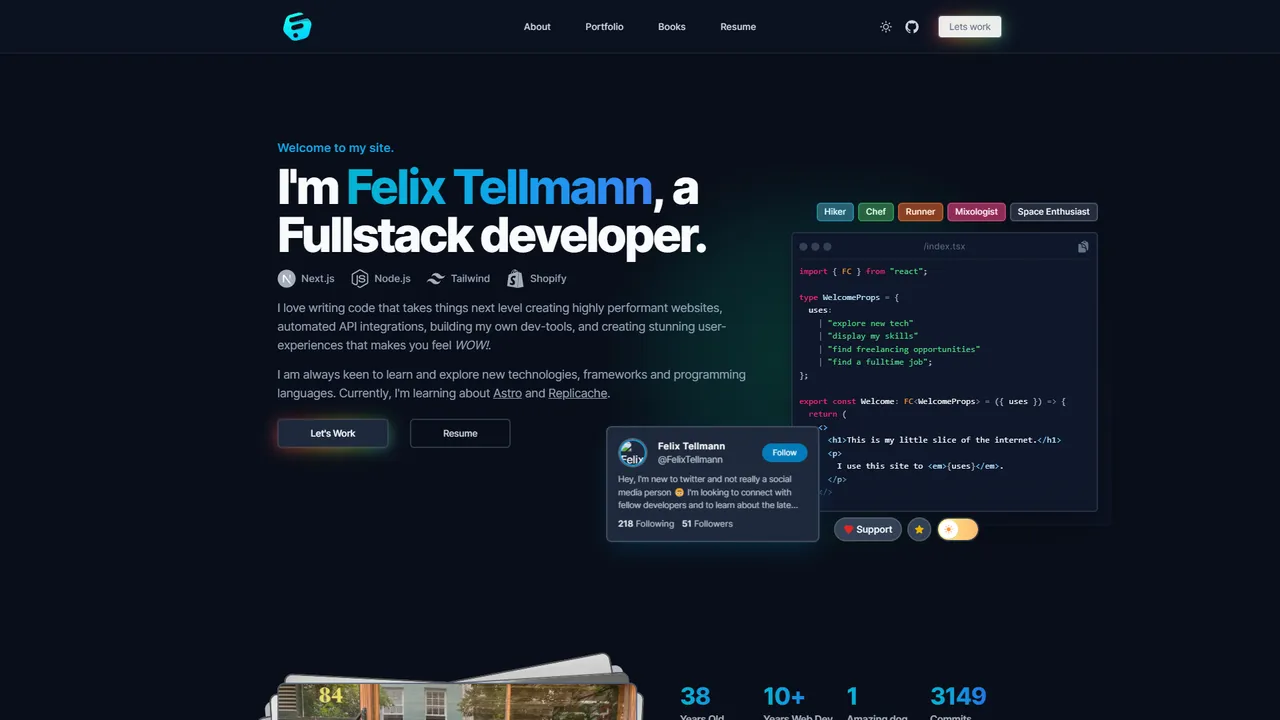 Felix Tellmann's website screenshot