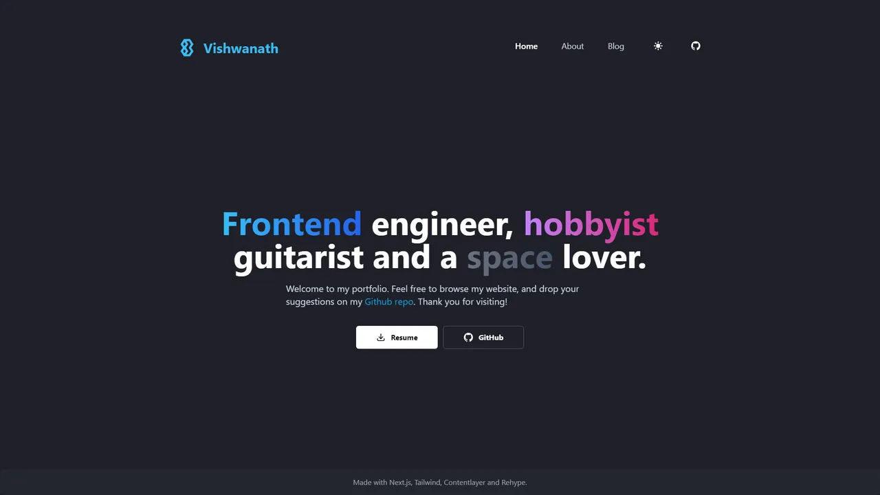 Vishwanath B's website screenshot