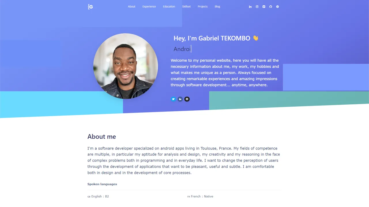 Gabriel Tekombo's website screenshot