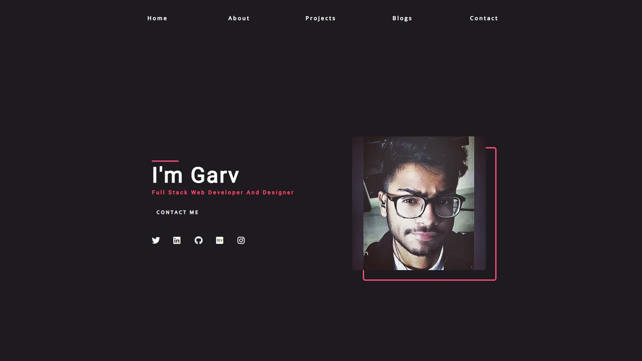 Garv Nanwani's website screenshot