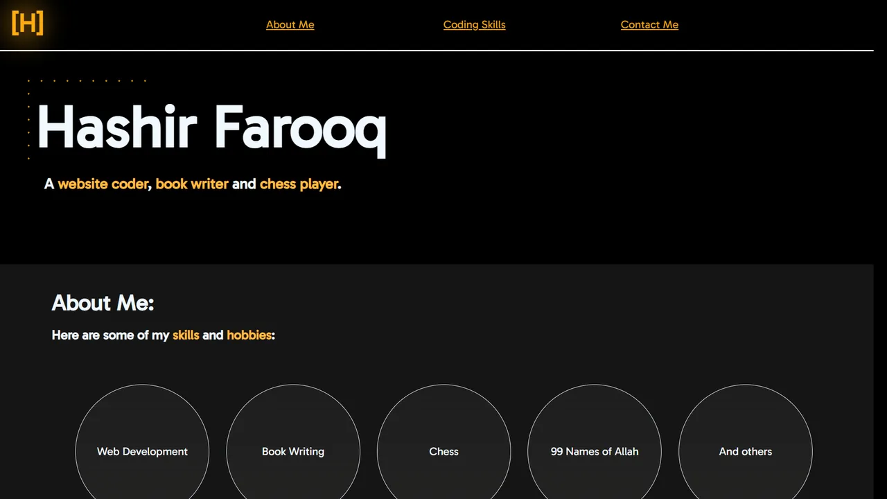 Hashir Farooq's website screenshot