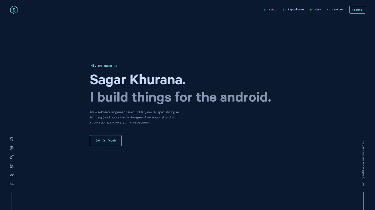 Sagar Khurana's website screenshot