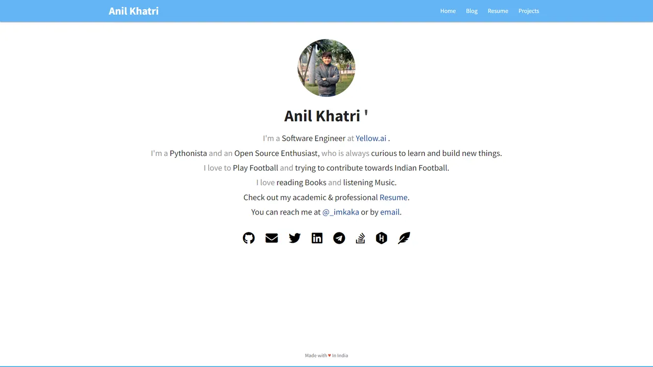 Anil Khatri's website screenshot