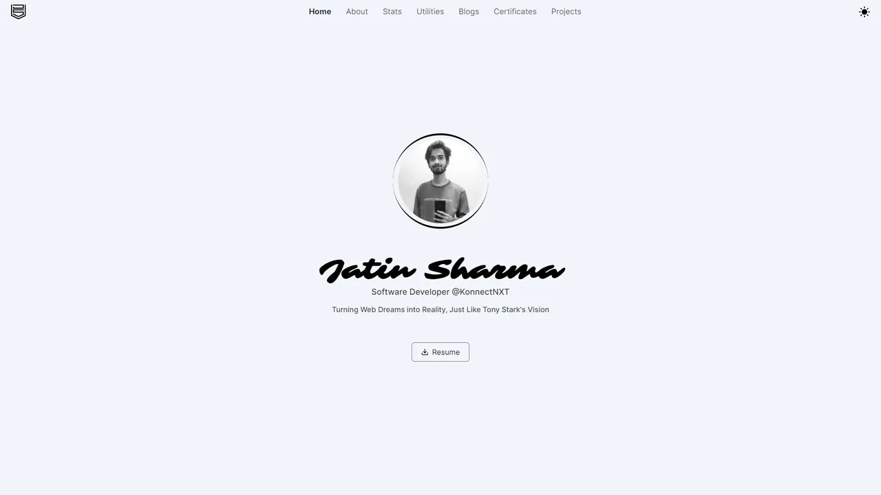 Jatin Sharma's website screenshot