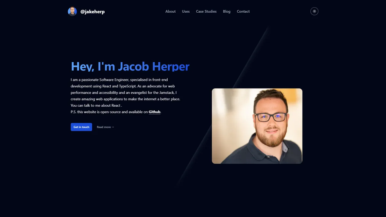 Jacob Herper's website screenshot