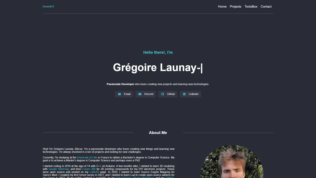 Grégoire Launay--Bécue's website screenshot