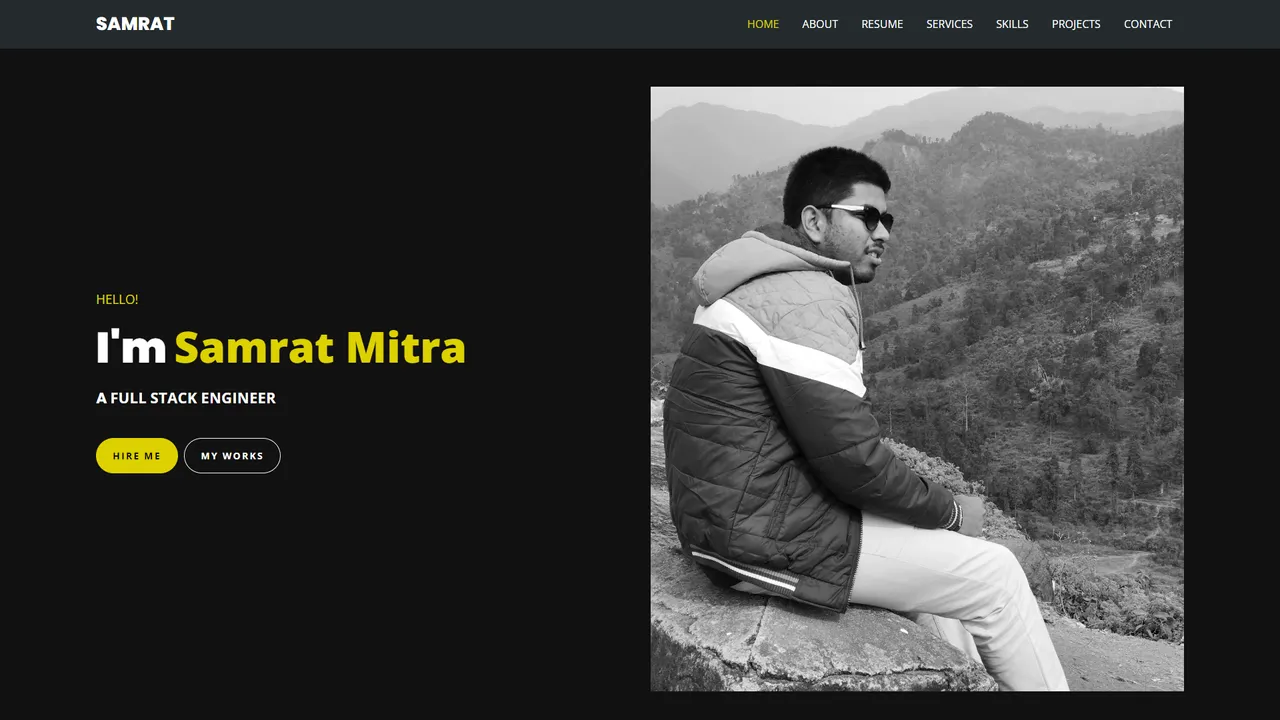 Samrat Mitra's website screenshot