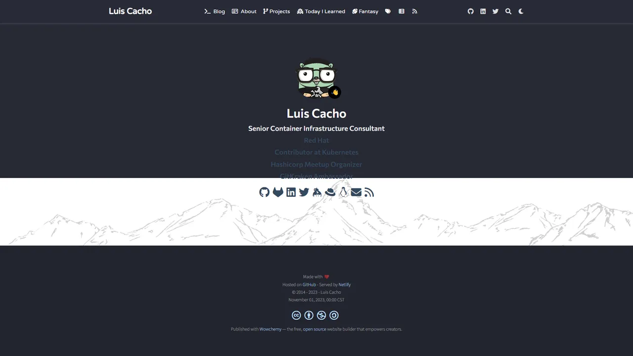 Luis Cacho's website screenshot