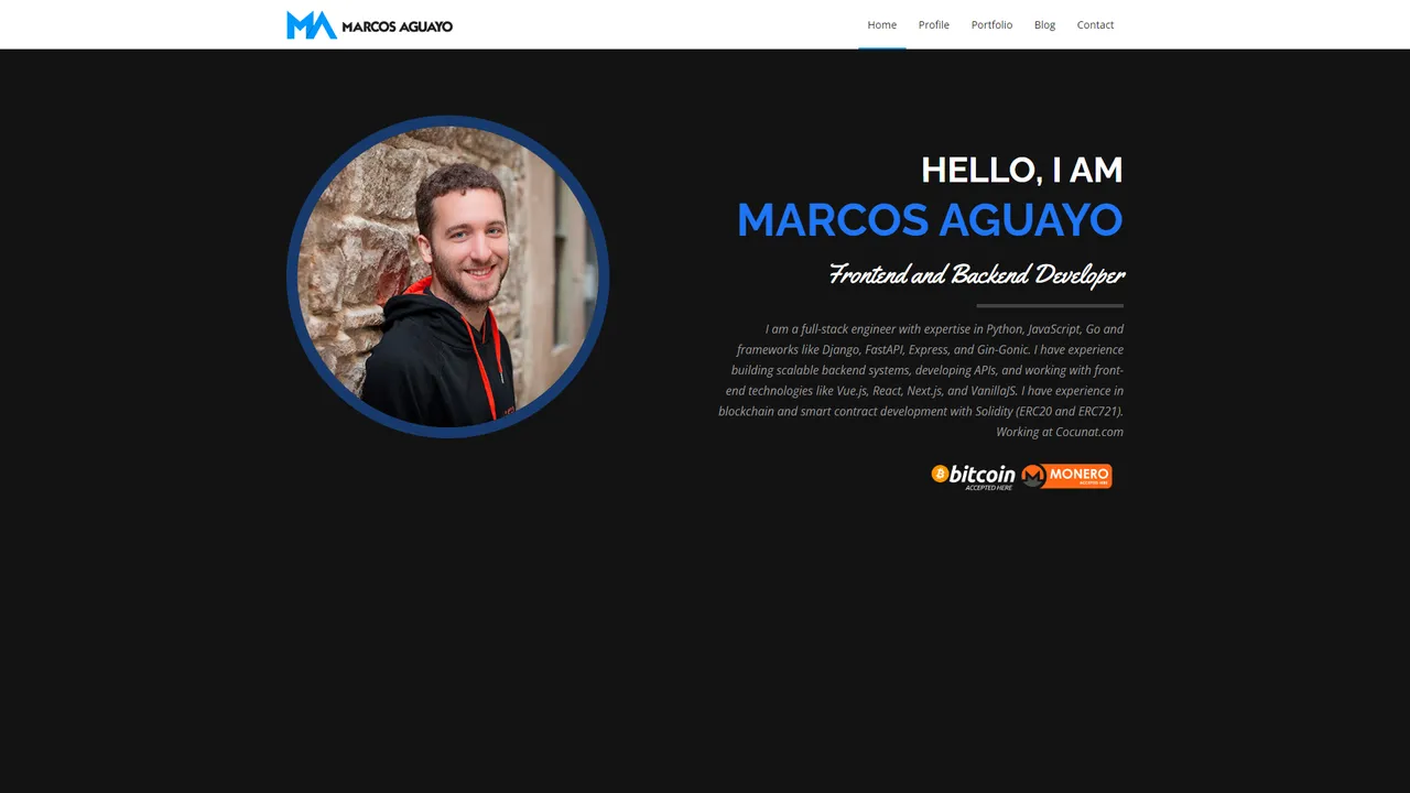 Marcos Aguayo's website screenshot