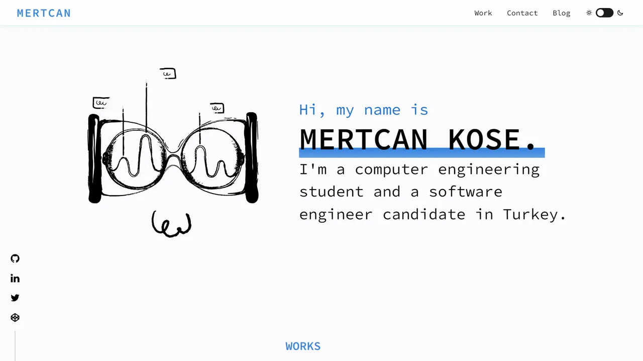 Mertcan Kose's website screenshot