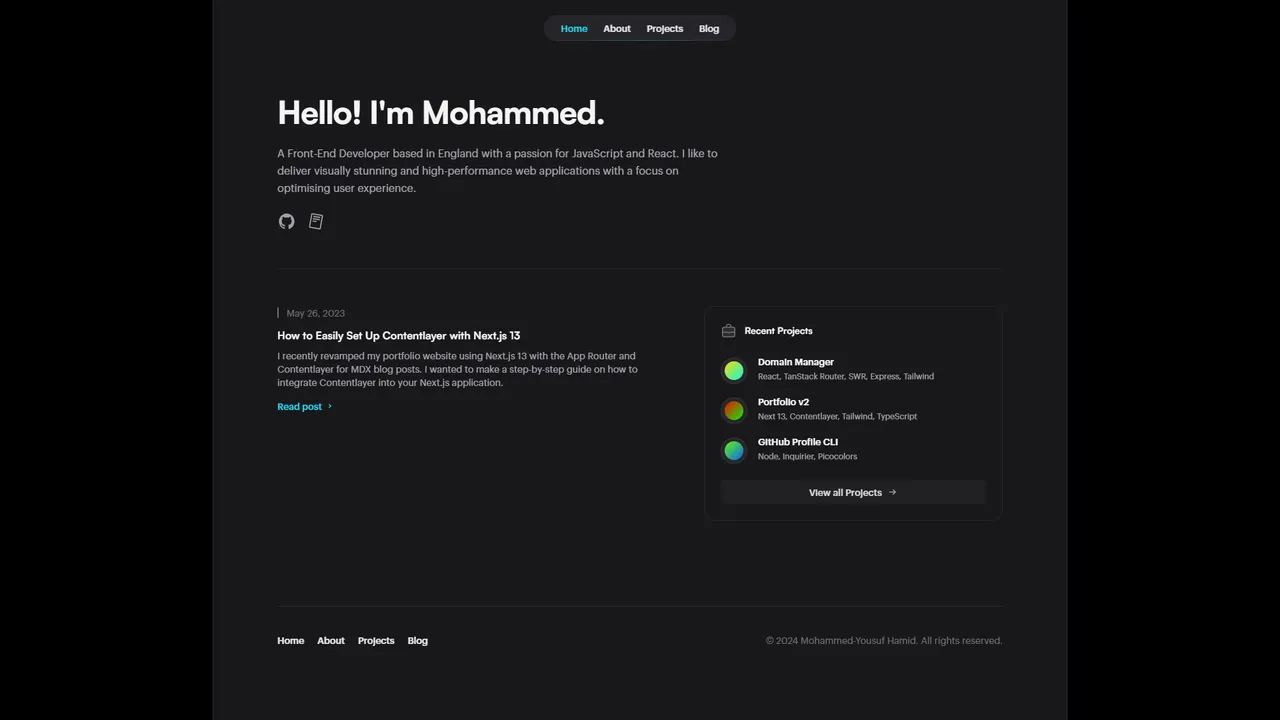 Mohammed-Yousuf Hamid's website screenshot