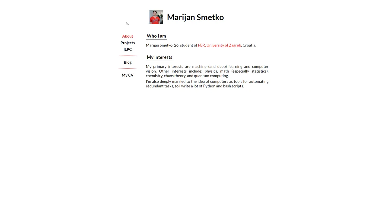 Marijan Smetko's website screenshot