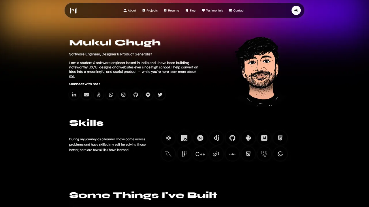 Mukul Chugh's website screenshot