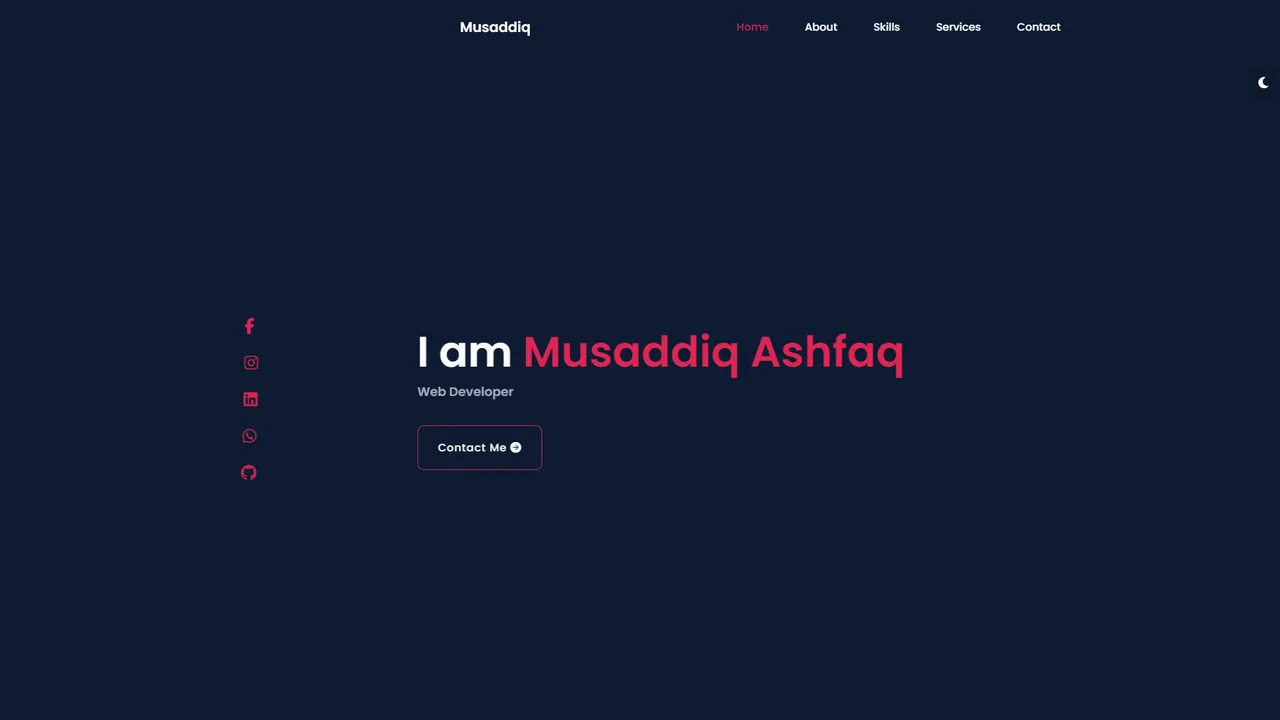 Musaddiq Ashfaq's website screenshot