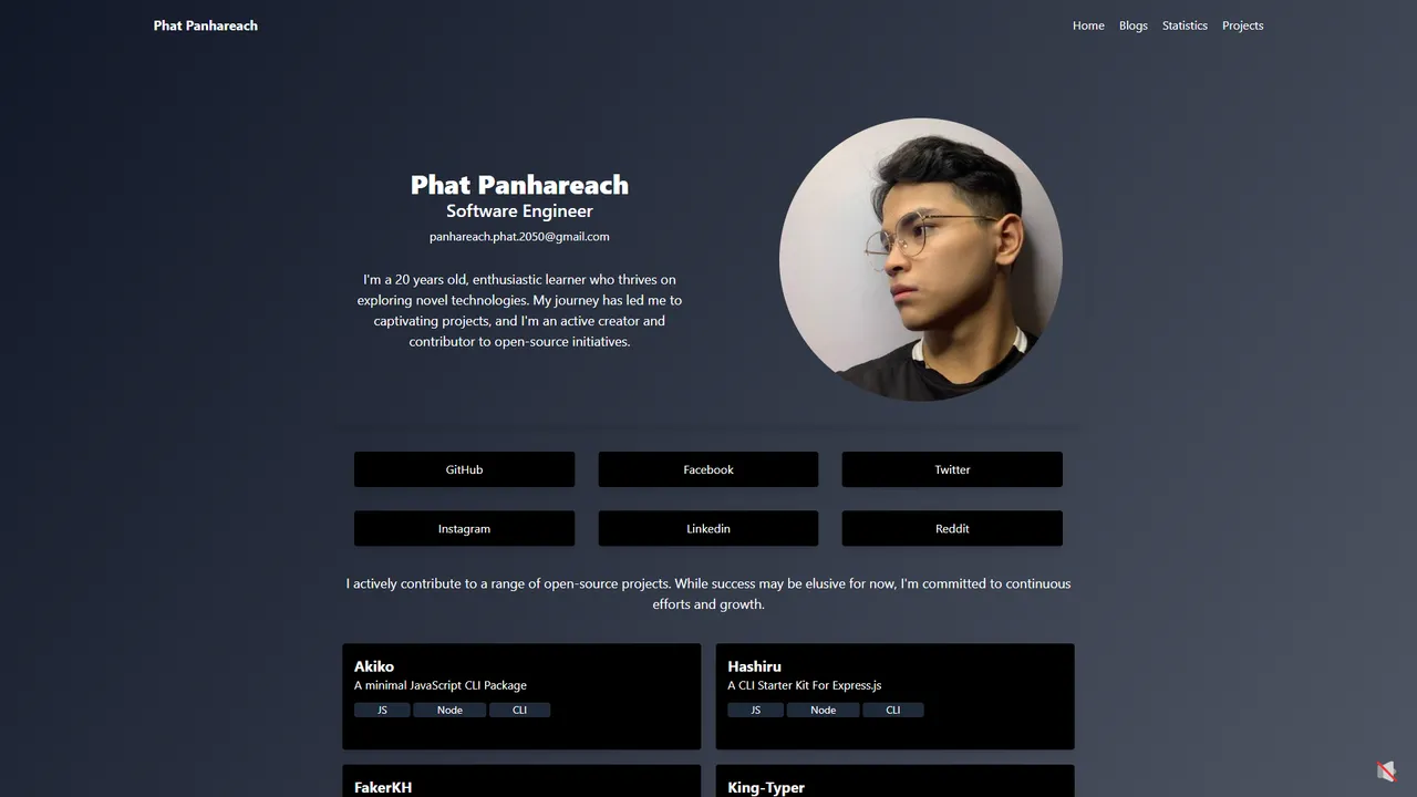 Panhareach Phat's website screenshot