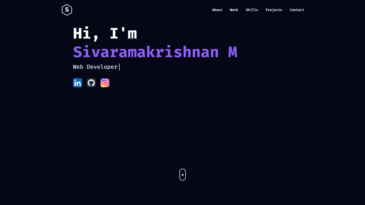 Sivaramakrishnan's website screenshot