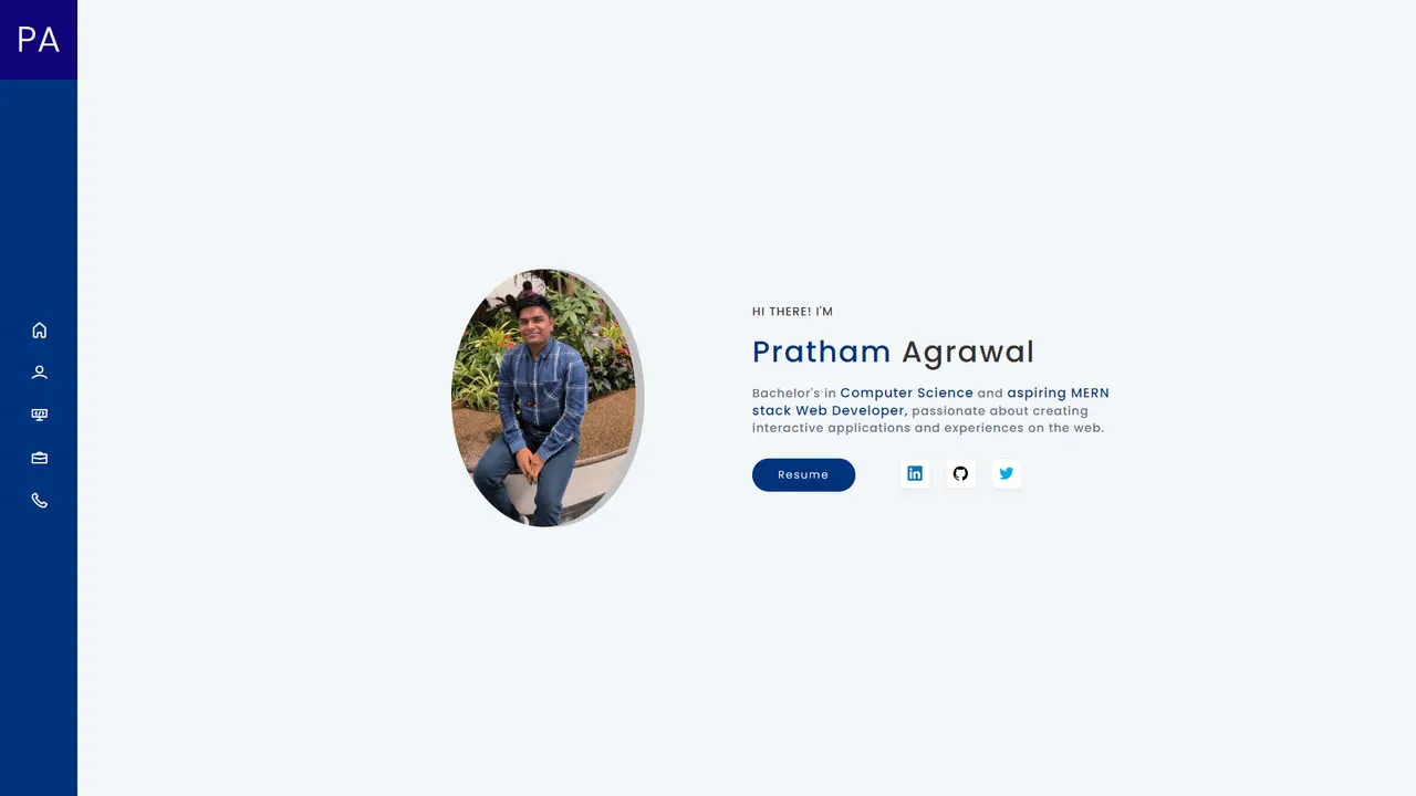 Pratham Agrawal's website screenshot