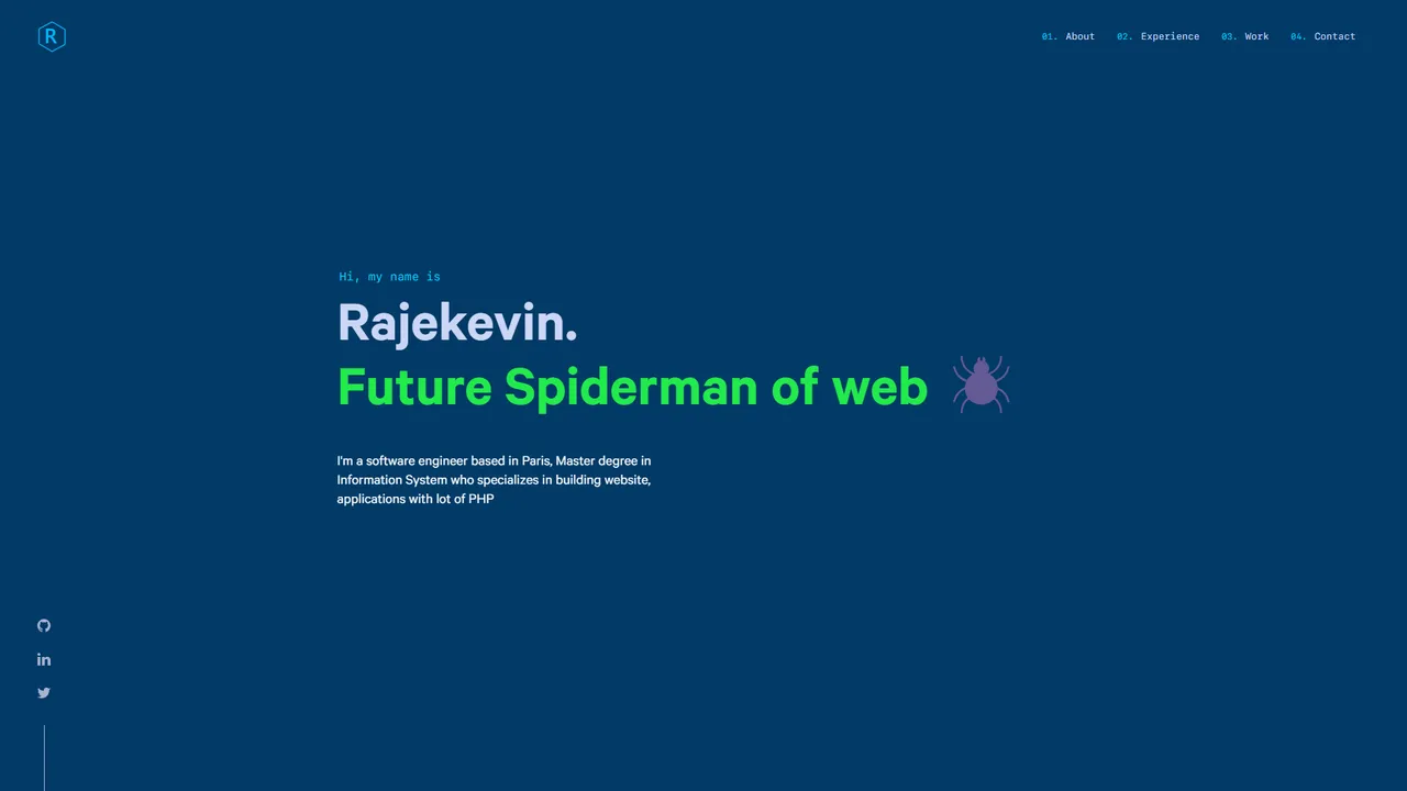 Rajekevin's website screenshot