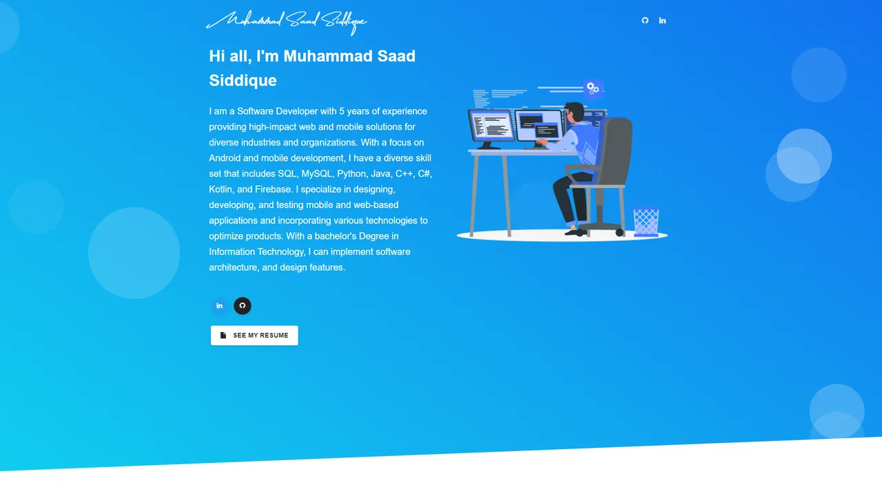 Muhammad Saad Siddique's website screenshot