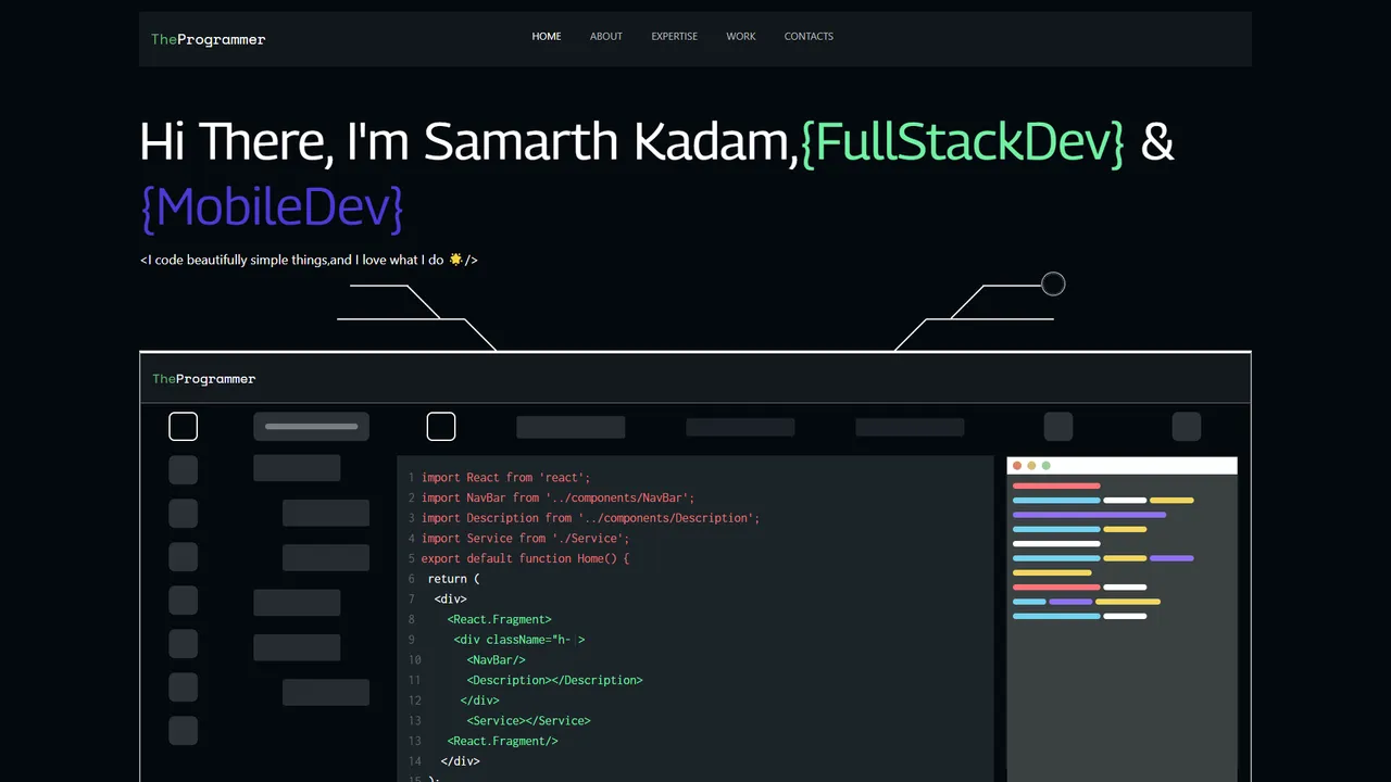 Samarth Kadam's website screenshot